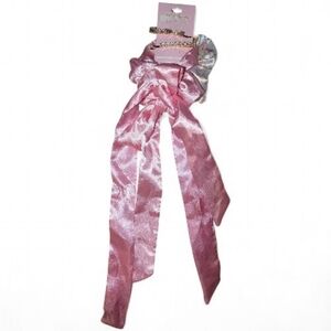 Hello Kitty Pink Satin Hair Bow with Rhinestone Clips